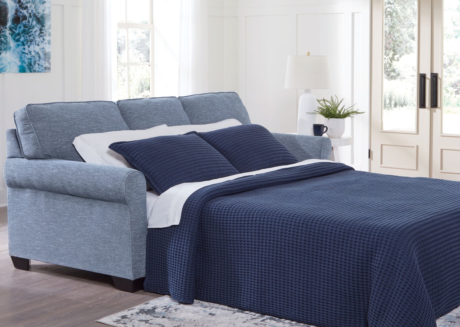 Carissa Manor - Denim - Queen Sofa Sleeper - Hornell Furniture Outlet