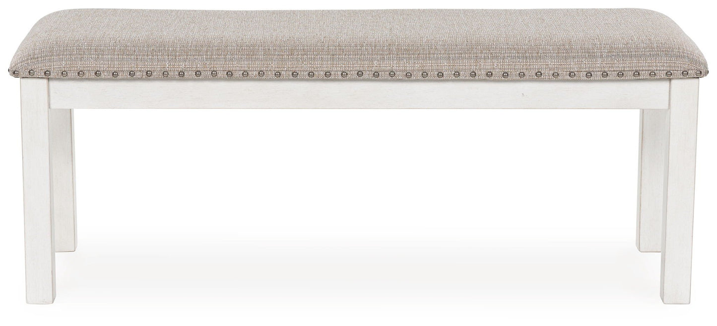 Robbinsdale - Antique White - Large Upholstered Dining Room Bench - Hornell Furniture Outlet
