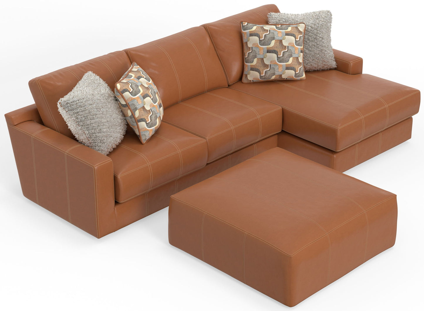 Minori - Italian Leather Sofa / Chaise And Cocktail Ottoman - Hornell Furniture Outlet