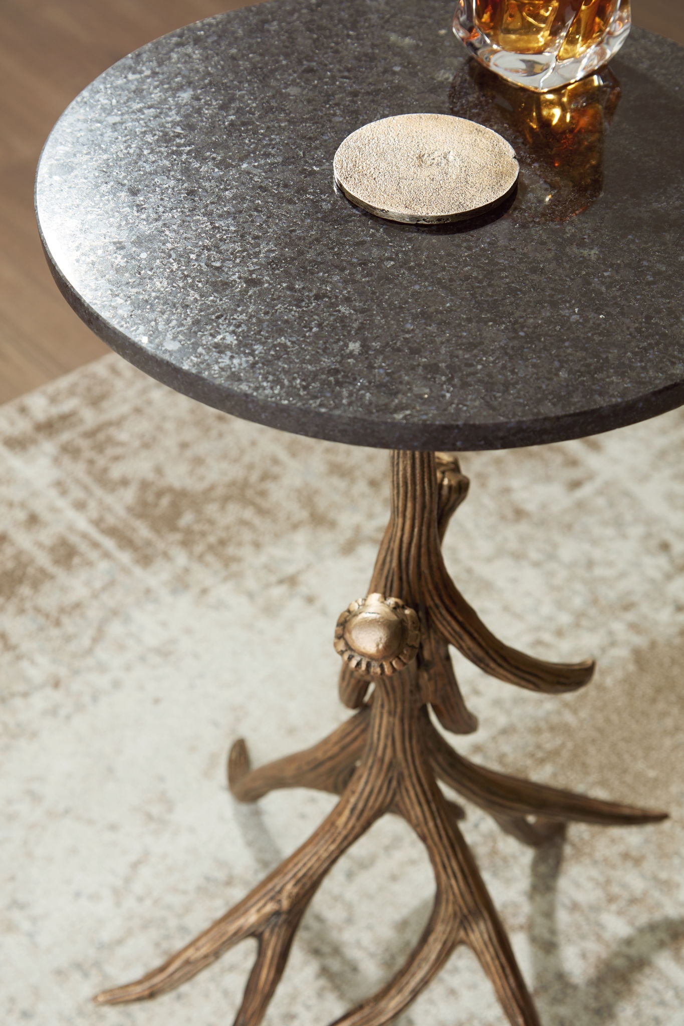 Lemkins - Black / Antique Gold Finish - Accent Table - Hornell Furniture Outlet