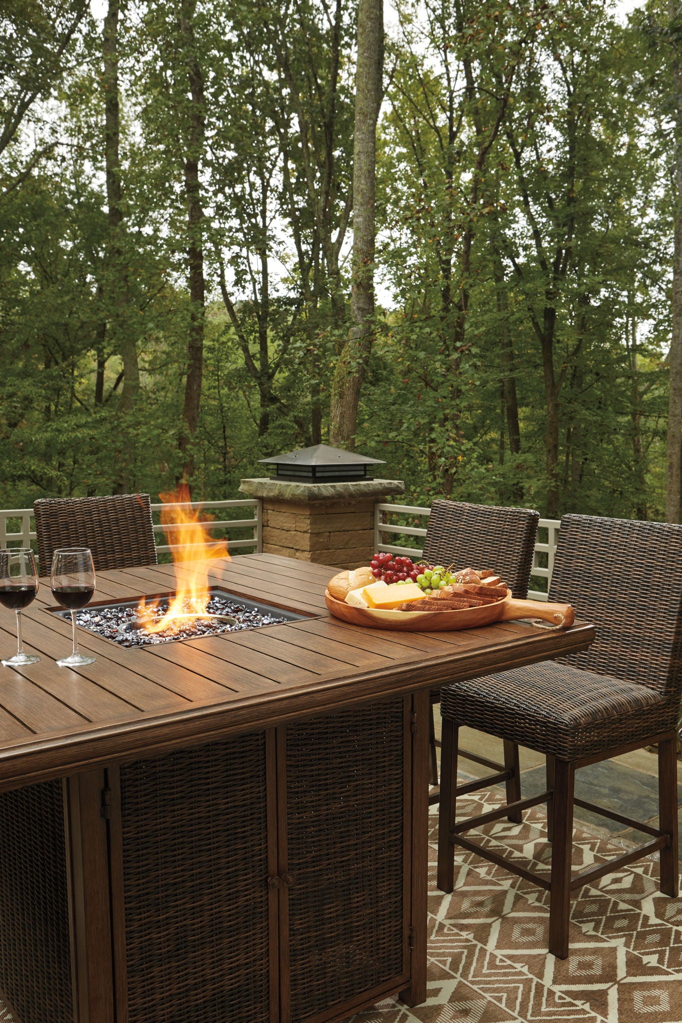 Paradise Trail - Outdoor Fire Pit Table Set - Hornell Furniture Outlet