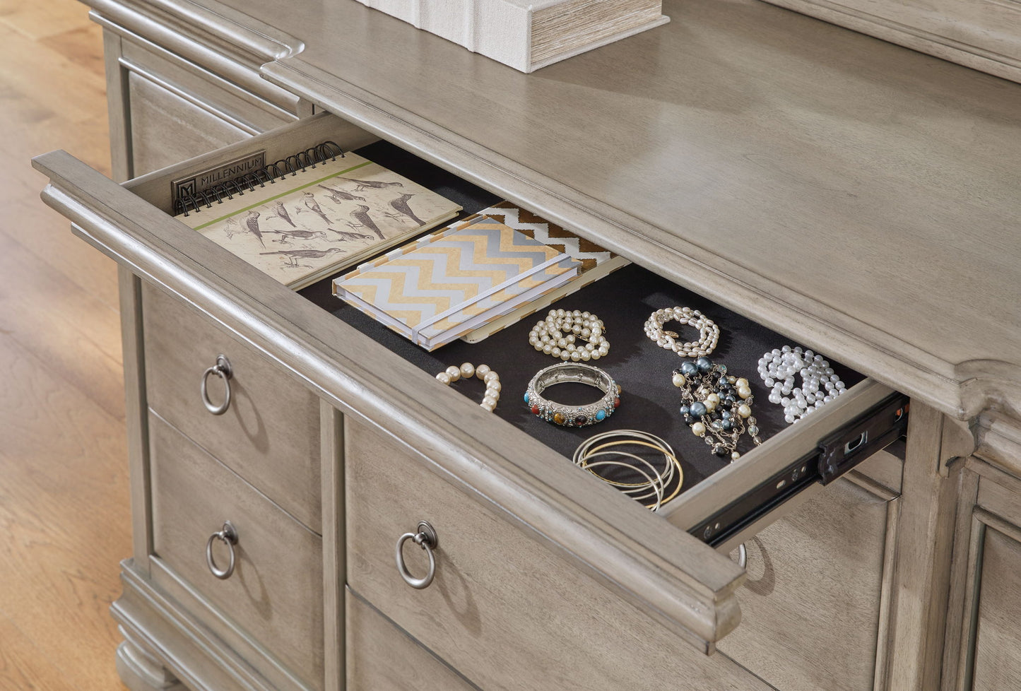 Lexorne - Gray - Dresser And Mirror - Hornell Furniture Outlet