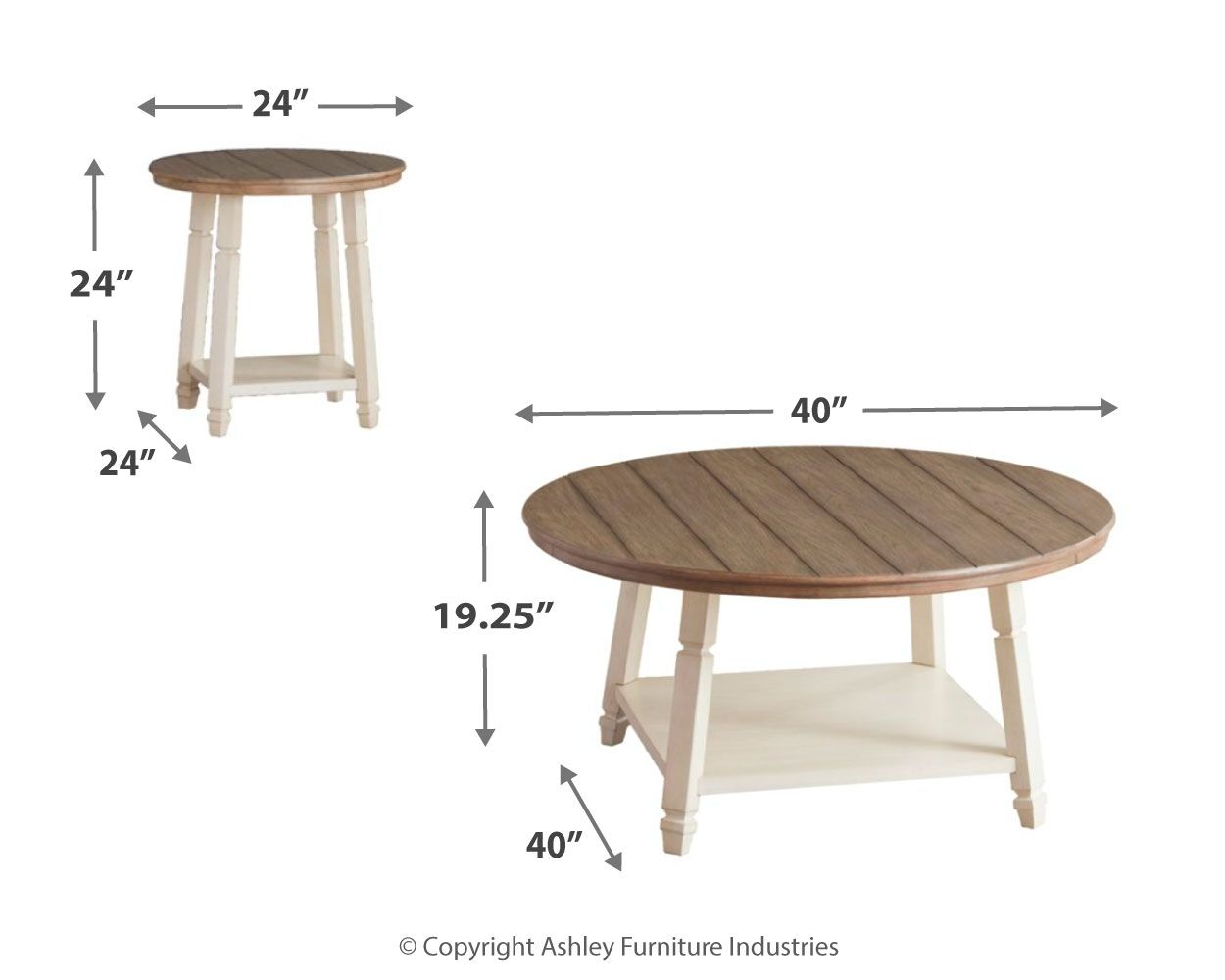 Bolanbrook - White / Brown / Beige - Occasional Table Set (Set of 3) - Hornell Furniture Outlet