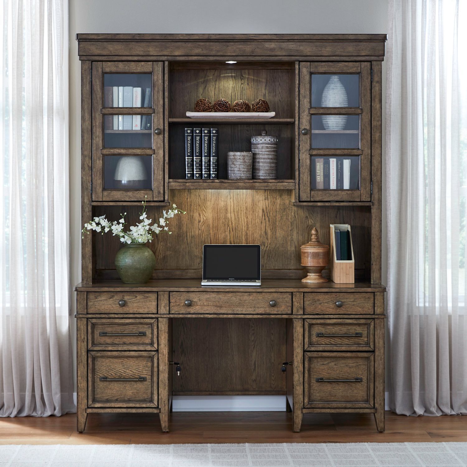 Carolina Park - Credenza & Hutch - Brown - Hornell Furniture Outlet