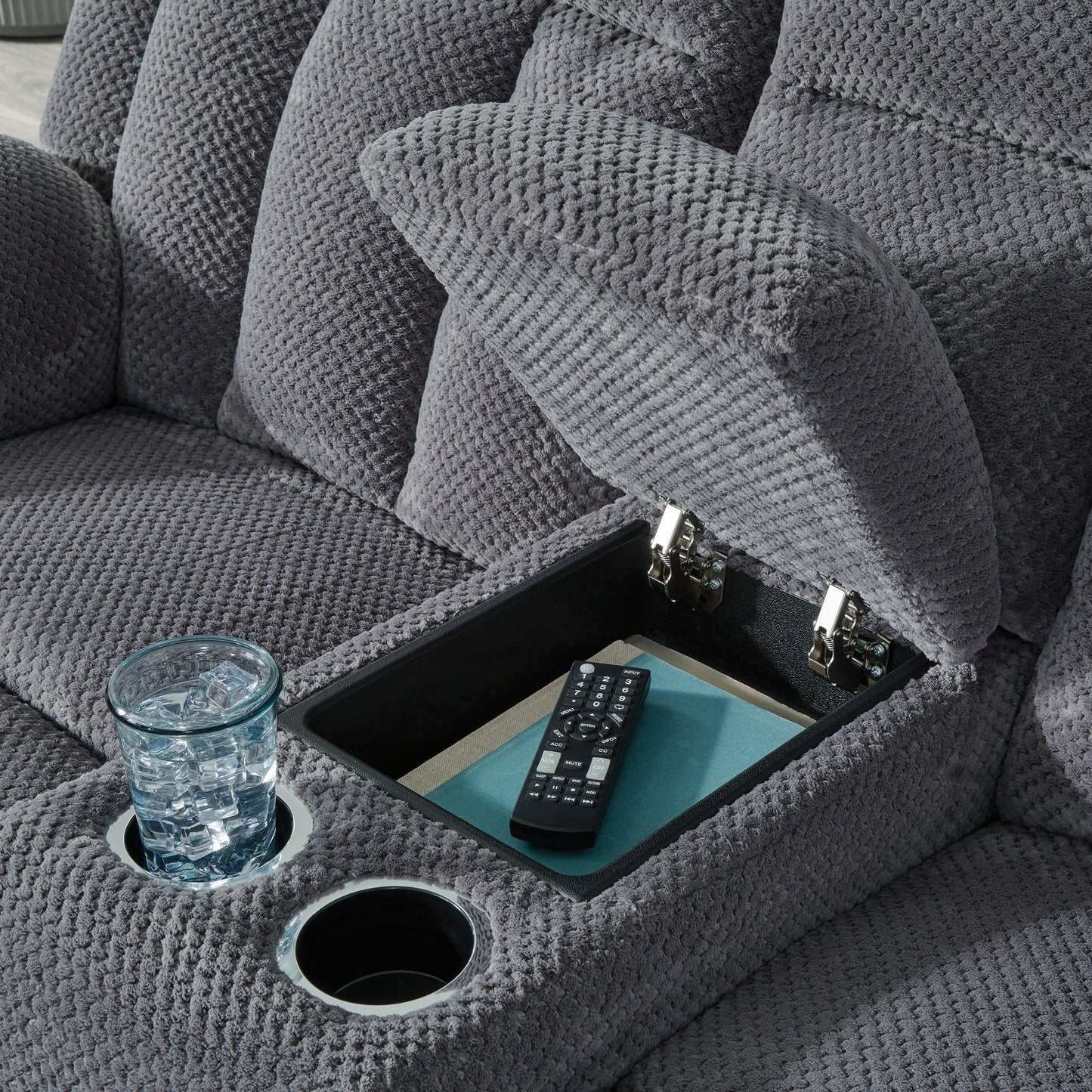 Observation - Steel - Double Reclining Power Loveseat With Console - Hornell Furniture Outlet