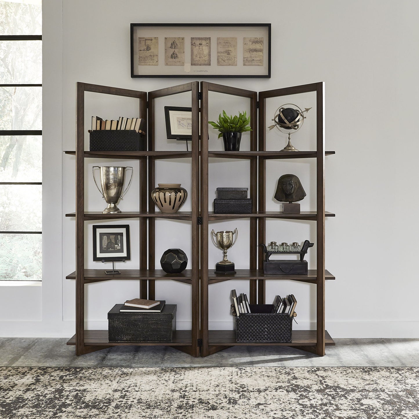 Lennox - Open Bookcase - Dark Brown - Hornell Furniture Outlet