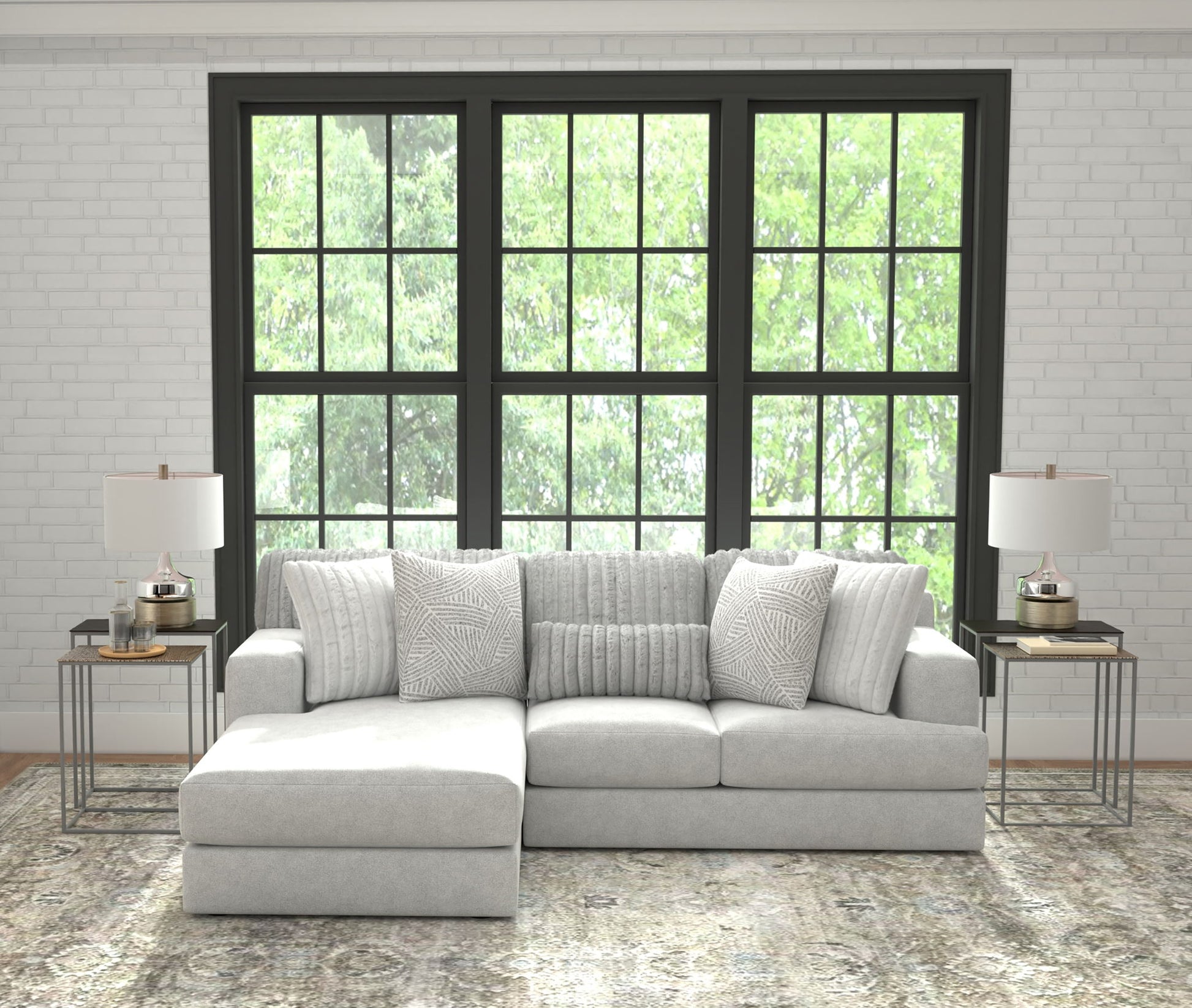 Logan - Upholstered Sectional With Comfort Coil Seating And Accent Pillows Included - Hornell Furniture Outlet
