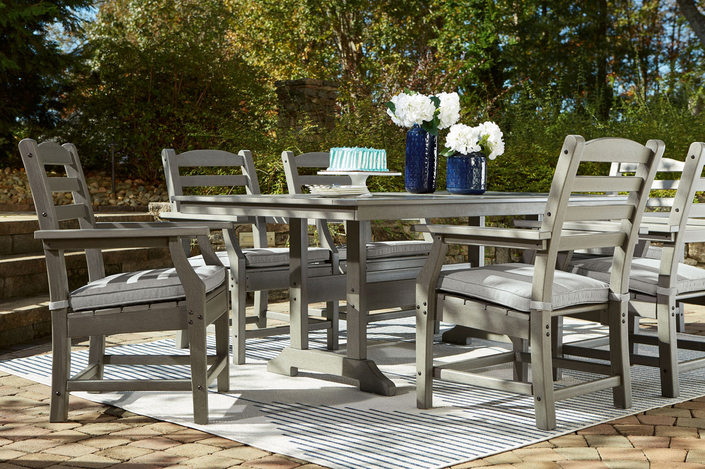 Visola - Gray - RECT Dining Table w/Umb OPT - Hornell Furniture Outlet