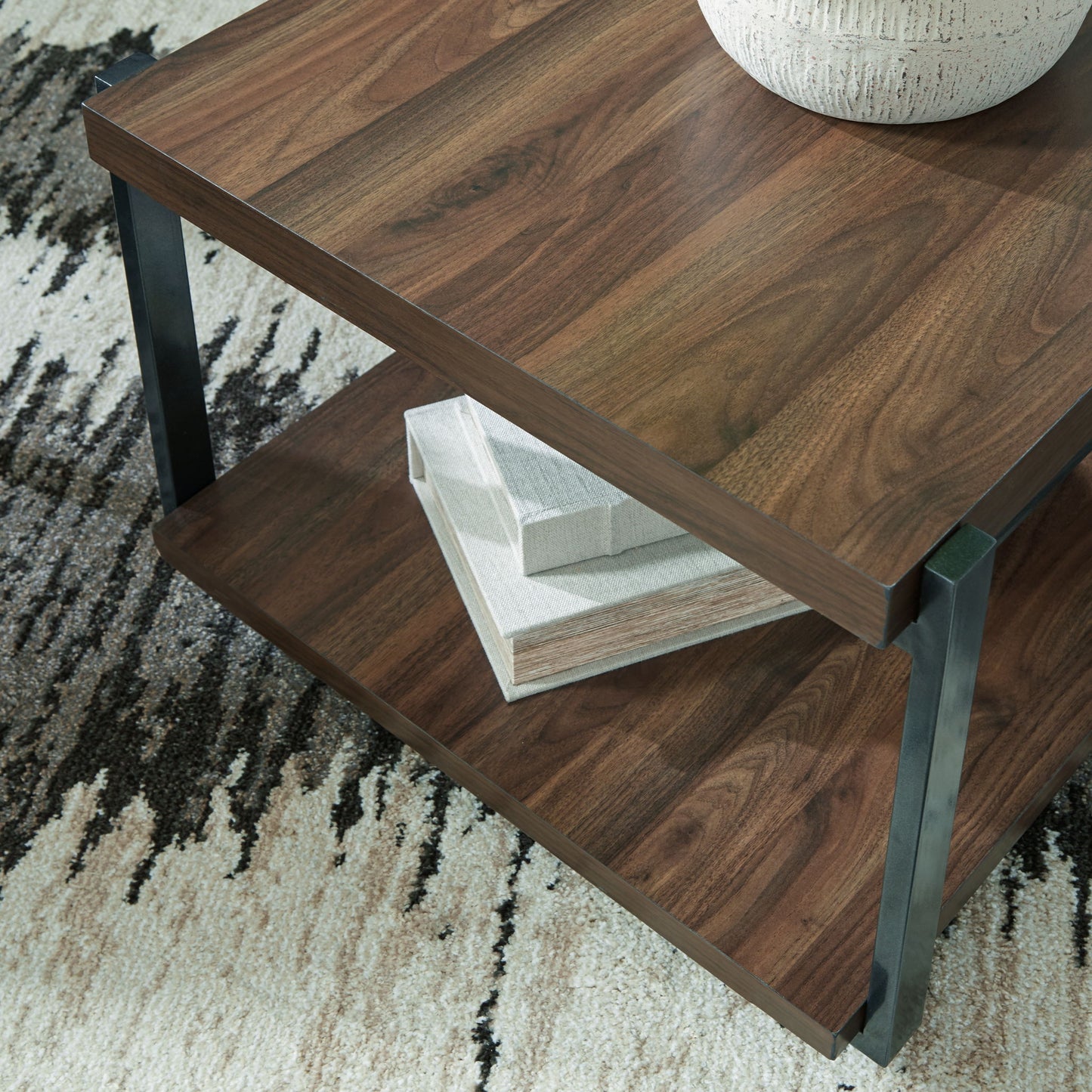 Trindwick - Brown / Gun Metal - Occasional Table Set (Set of 3) - Hornell Furniture Outlet