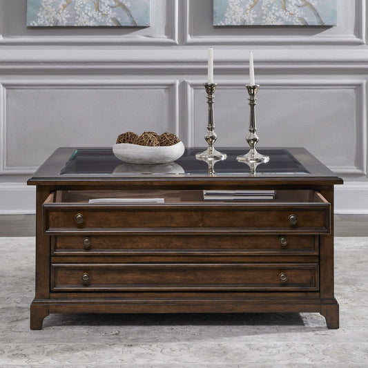 Arden Road - Square Collector Cocktail Table - Satin Cherry - Hornell Furniture Outlet