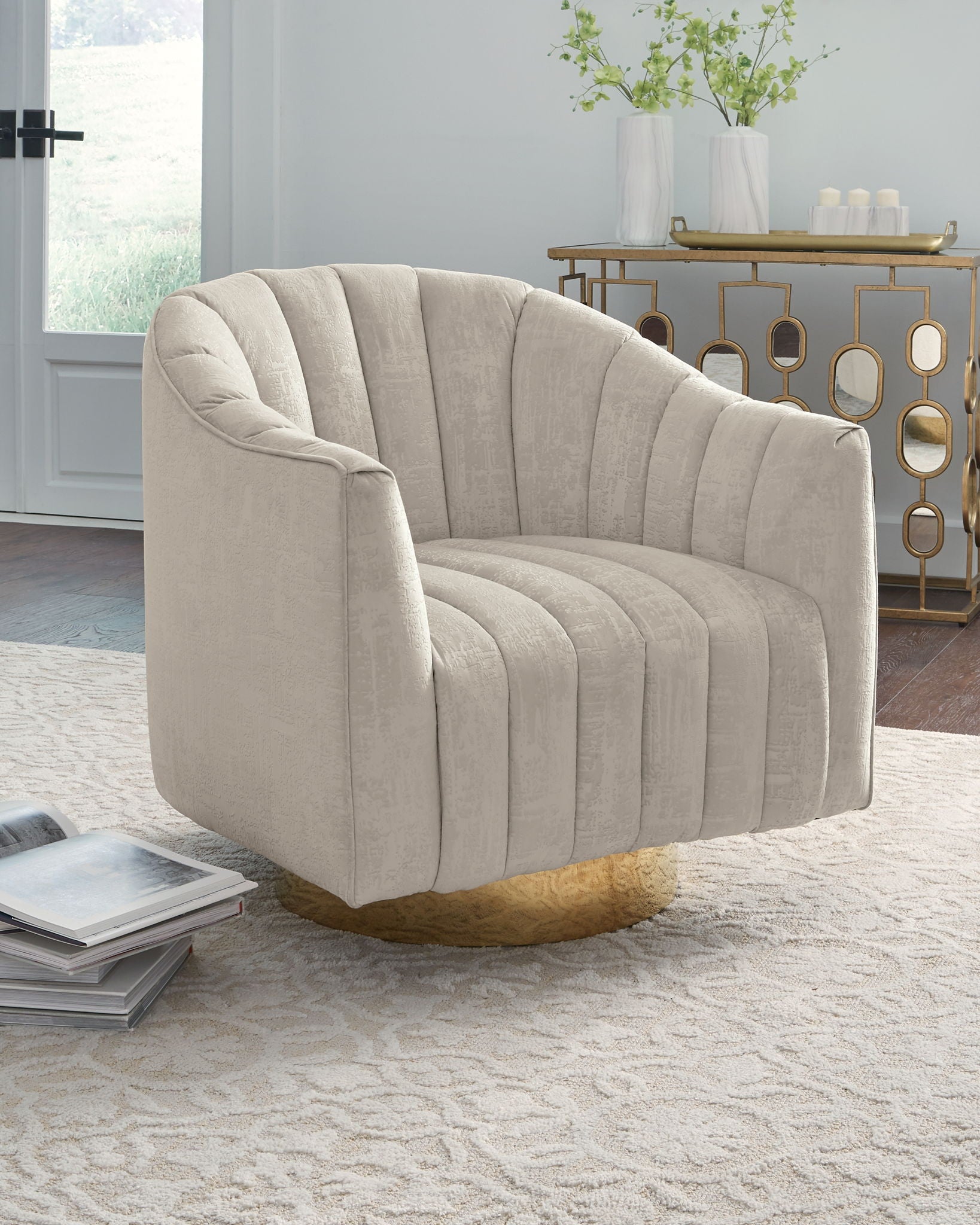 Penzlin - Pearl - Swivel Accent Chair - Hornell Furniture Outlet