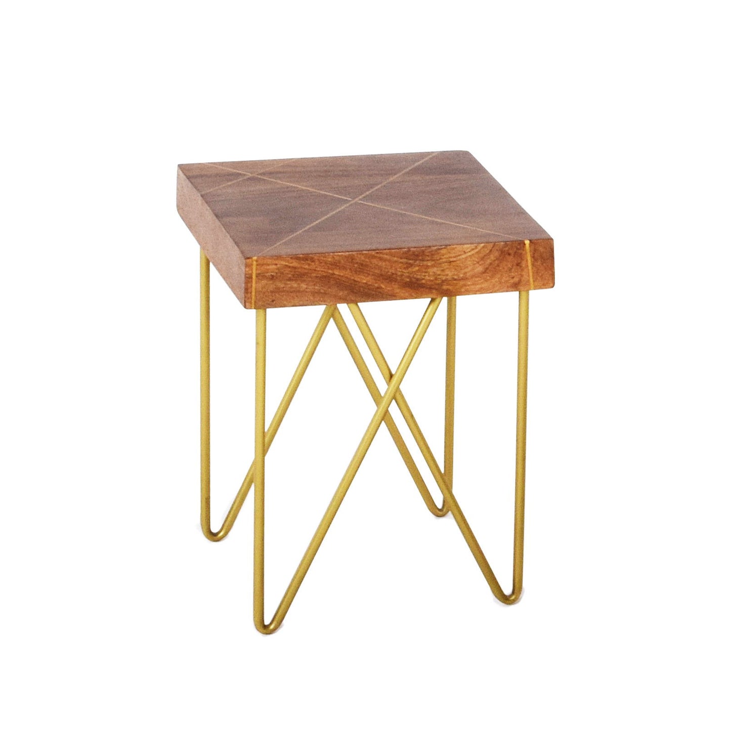 Walter - Brass Inlay End Table - Brown - Hornell Furniture Outlet