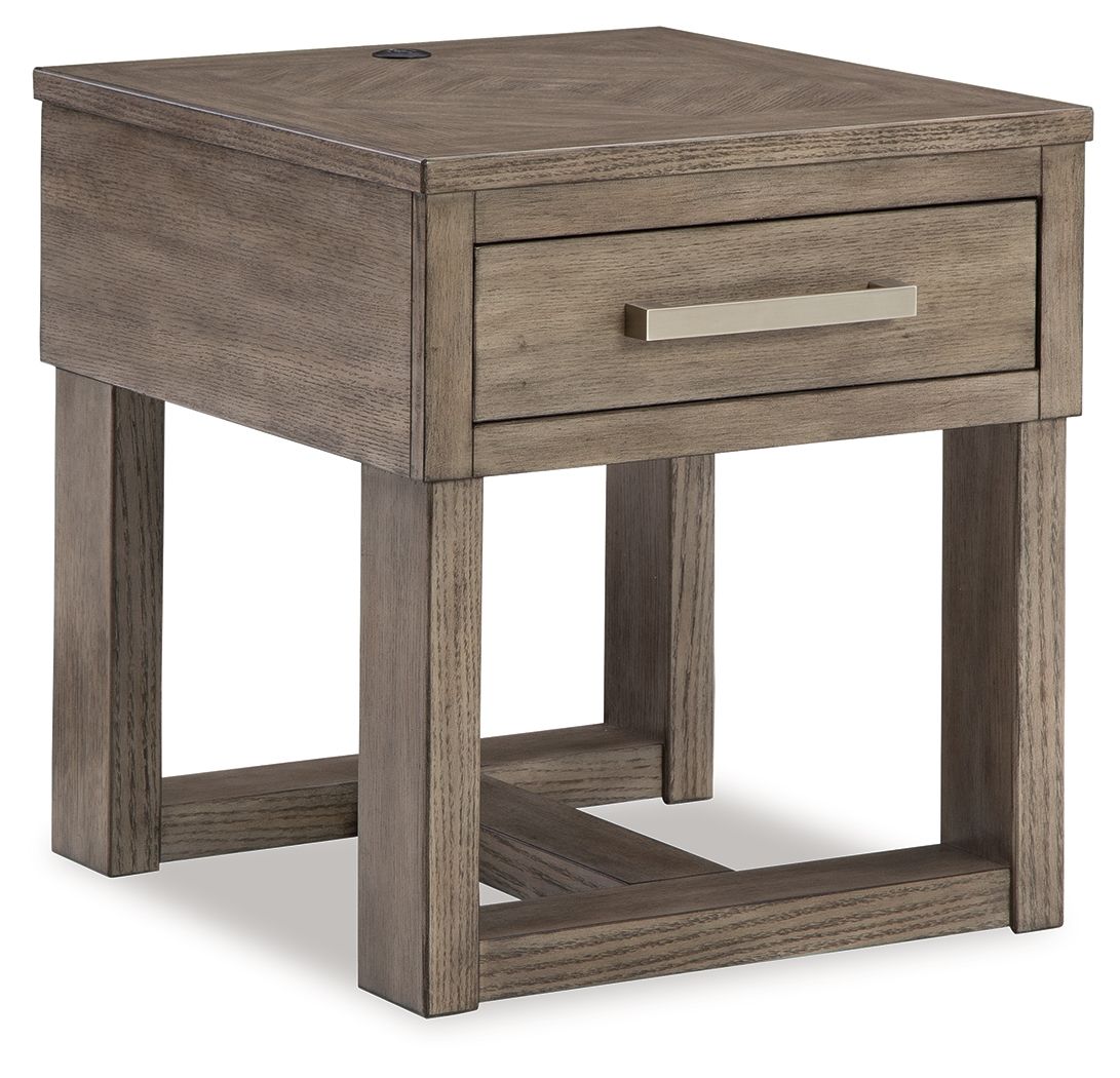 Loyaska - Grayish Brown - Rectangular End Table - Hornell Furniture Outlet