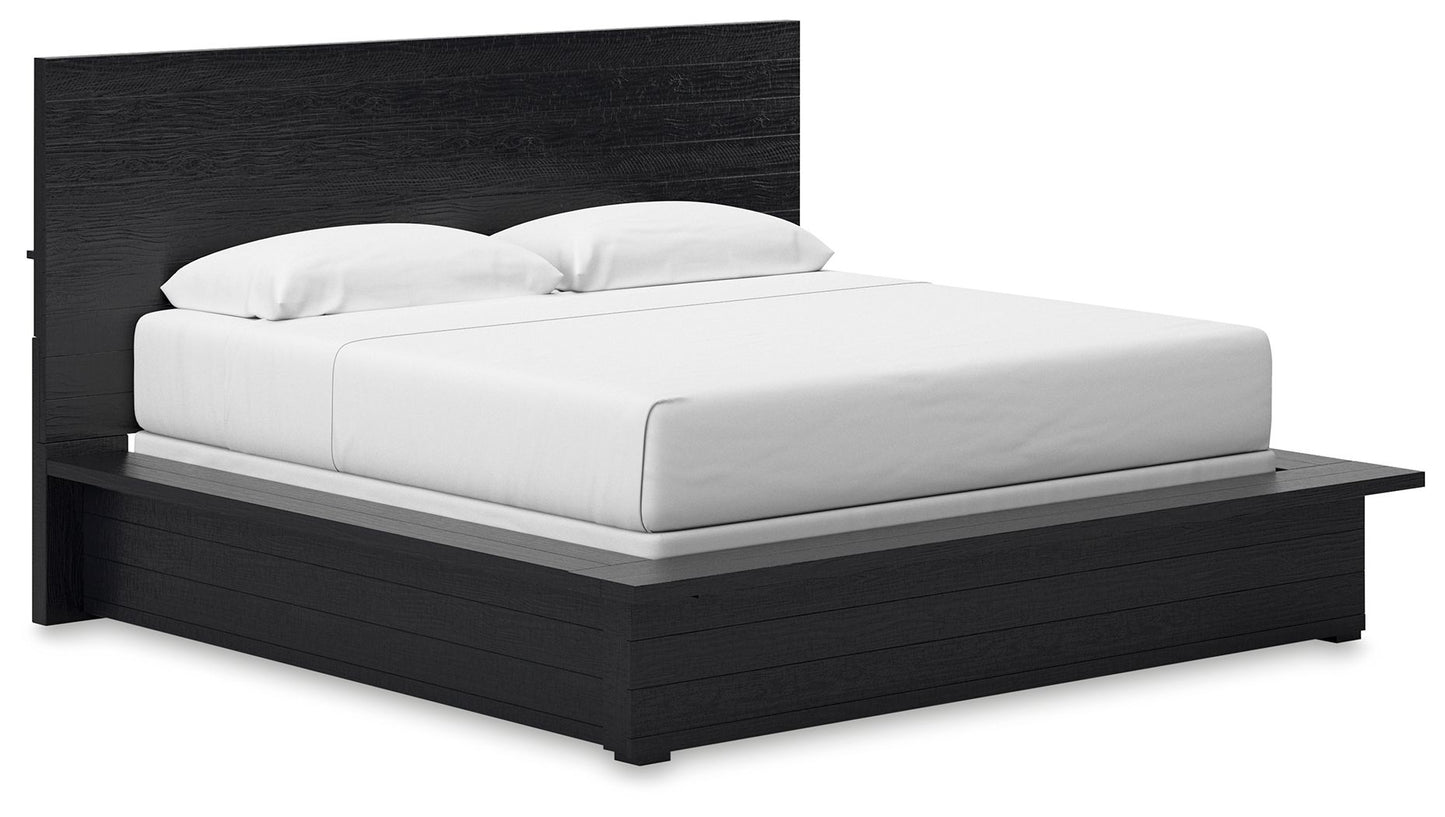 Londer - Black - King Panel Bed - Hornell Furniture Outlet