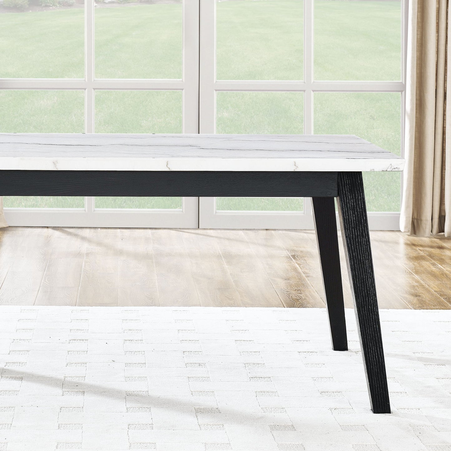 Vida Black - Marble Top Dining Table - White - Hornell Furniture Outlet