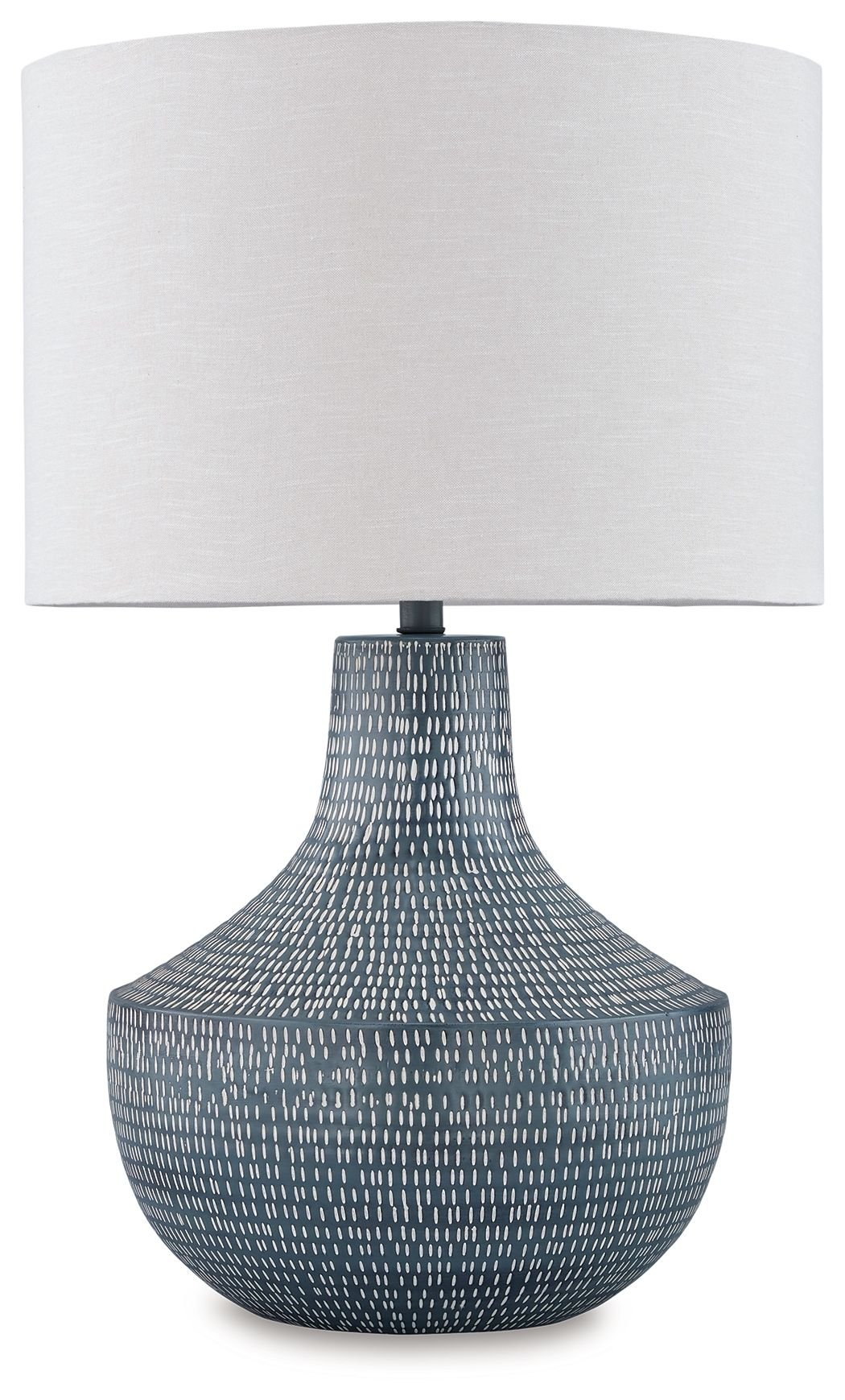 Schylarmont - Antique Gray / White - Metal Table Lamp - Hornell Furniture Outlet