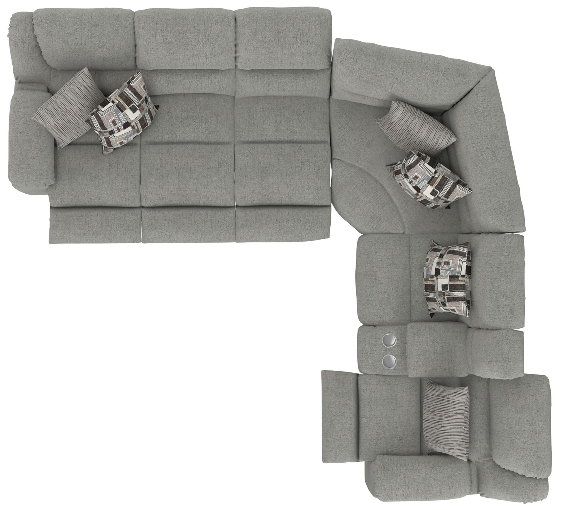 Quinn - 3 Piece Reclining Sectional With 4 Reclining Seats, Storage Arms, Storage Console With Lights, And Drop Down Table - Nature - Hornell Furniture Outlet