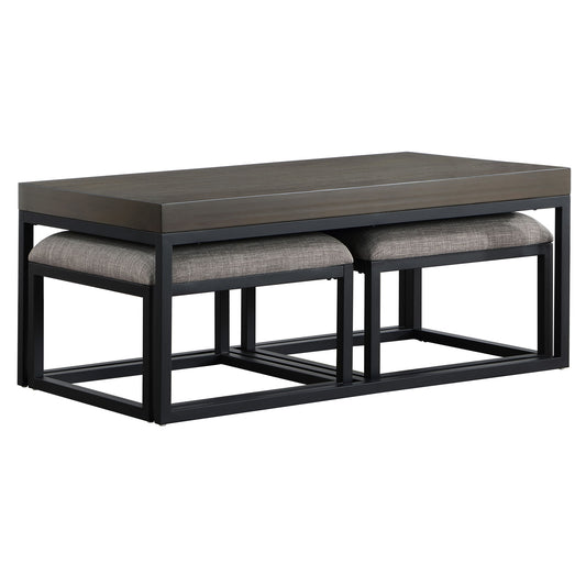 Yukon - Rectangle Nesting Table And Stool - Brown - Hornell Furniture Outlet