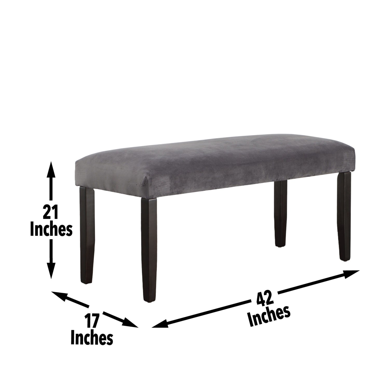 Napoli - Velvet Dining Bench - Gray - Hornell Furniture Outlet