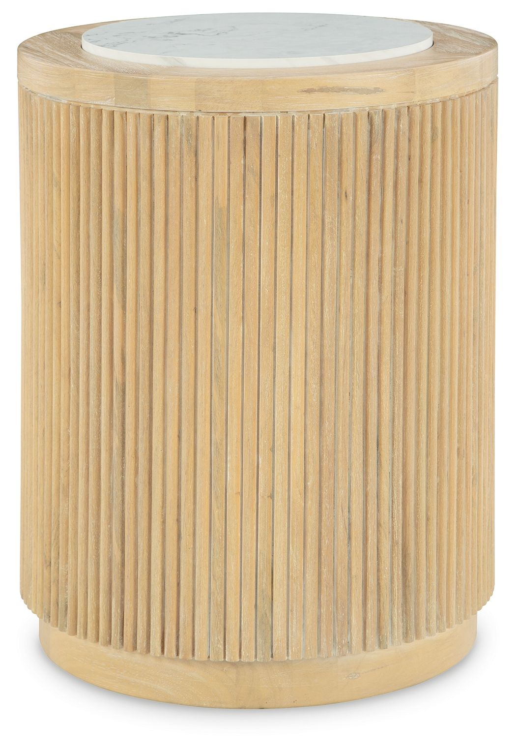 Camdill - Light Brown / White - Round End Table - Hornell Furniture Outlet