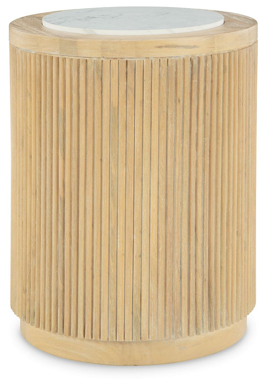 Camdill - Light Brown / White - Round End Table - Hornell Furniture Outlet