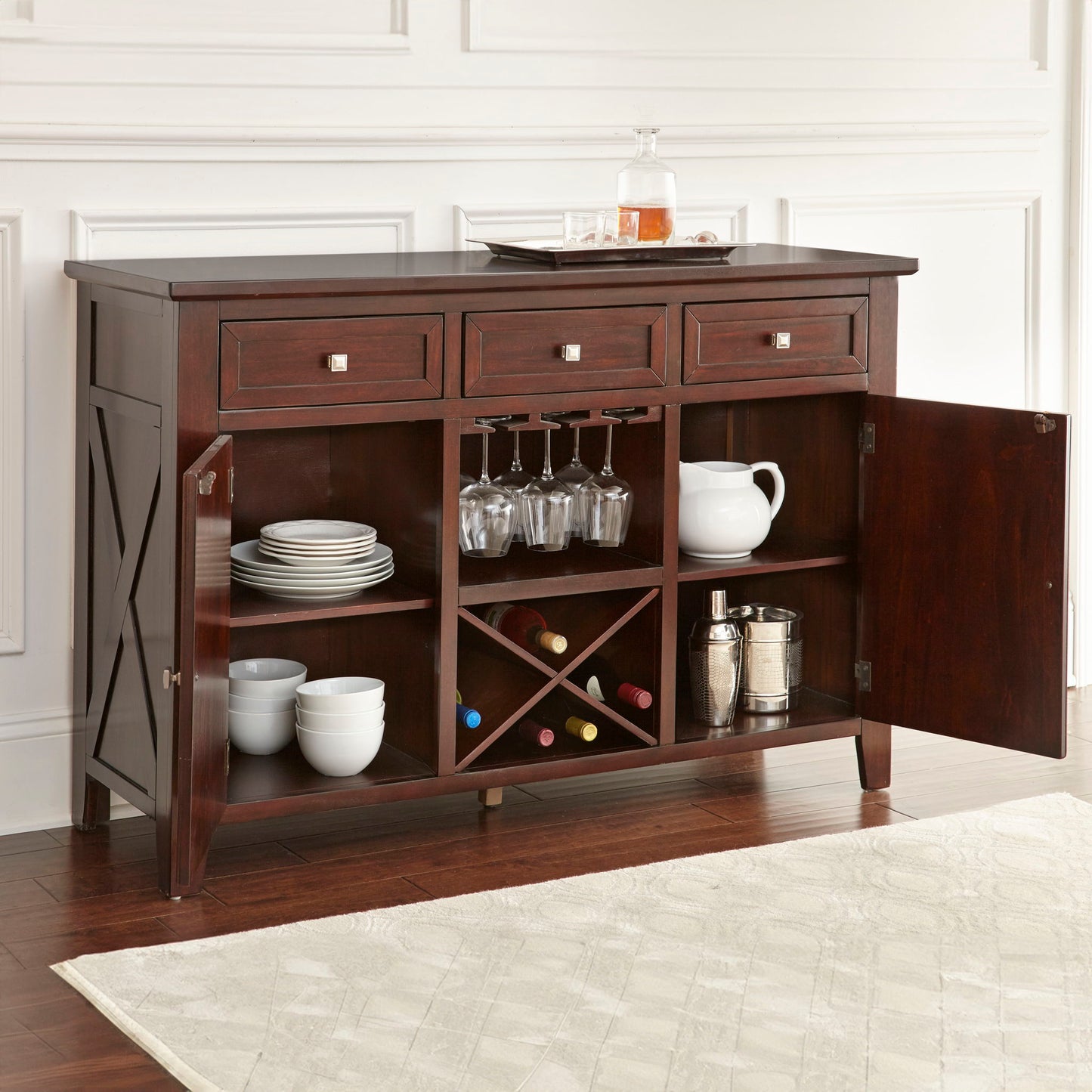 Adrian - Server - Dark Brown - Hornell Furniture Outlet