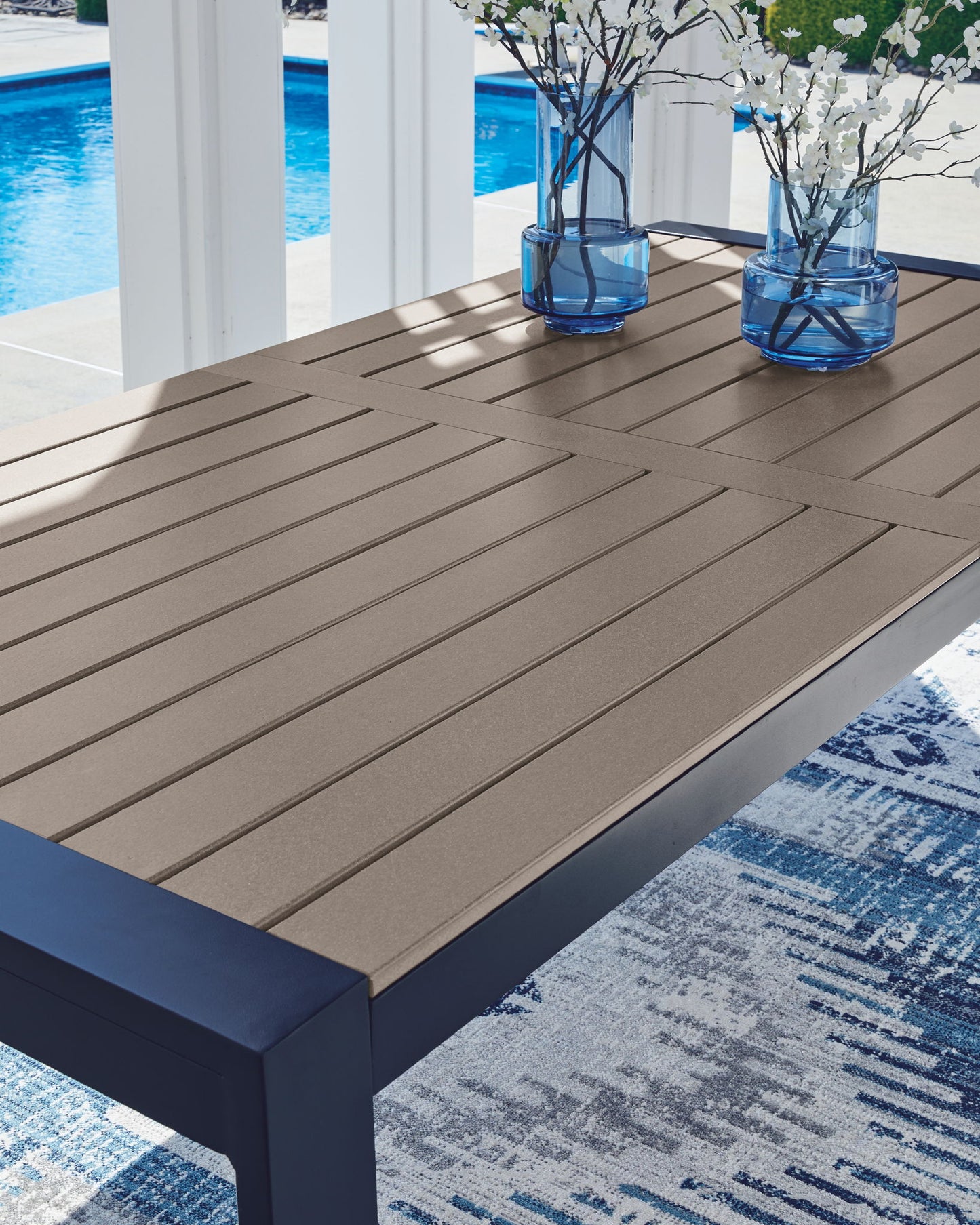 East Beach - Rectangular Dining Table With Umbrella Option - Blue - Hornell Furniture Outlet