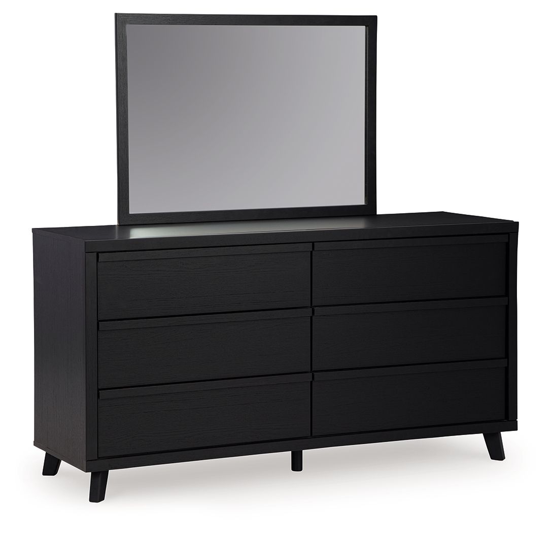 Danziar - Black - Dresser And Mirror - Hornell Furniture Outlet