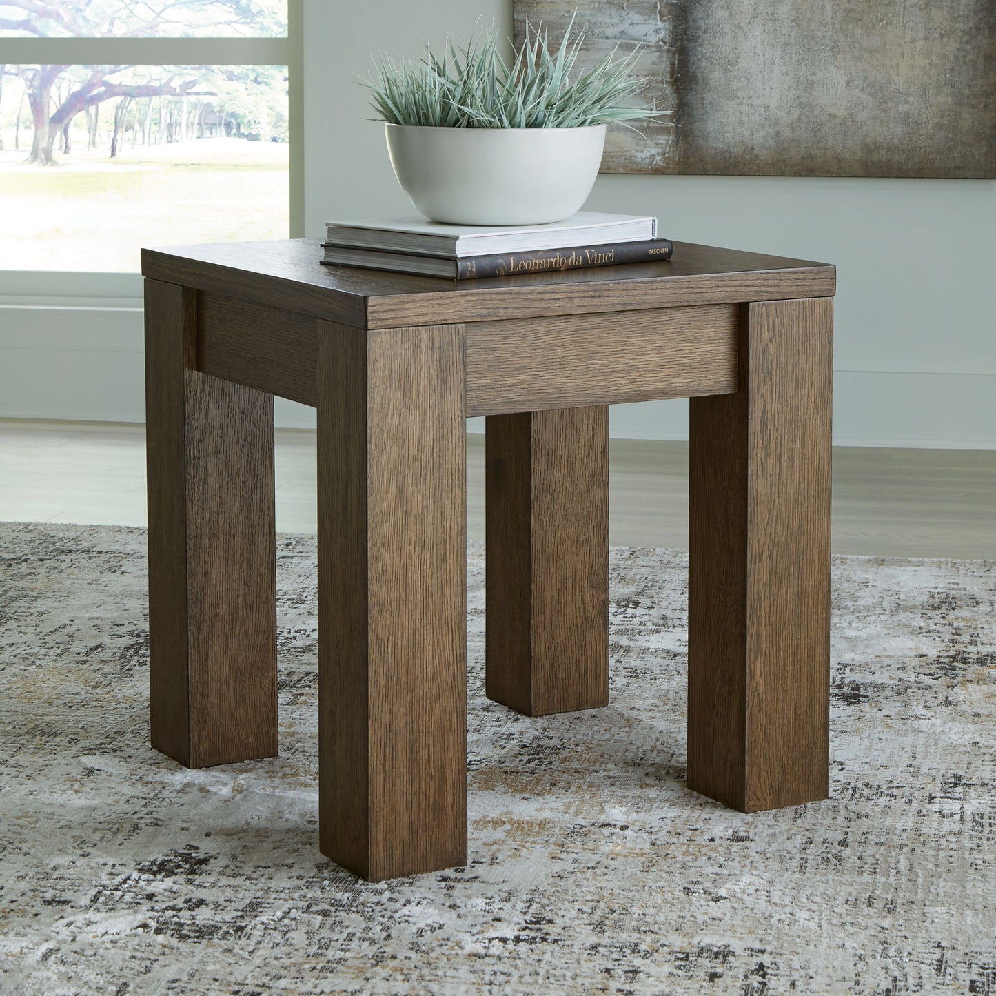 Rosswain - Warm Brown - Square End Table - Hornell Furniture Outlet