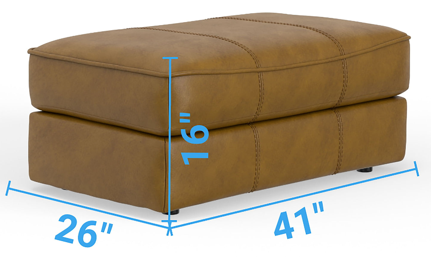 Corvara - Top Grain Italian Leather Match Ottoman - Caramel - Hornell Furniture Outlet