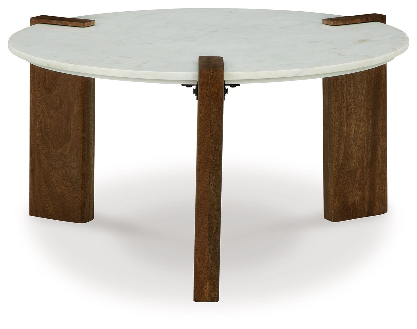 Isanti - White / Brown - Round Cocktail Table - Hornell Furniture Outlet