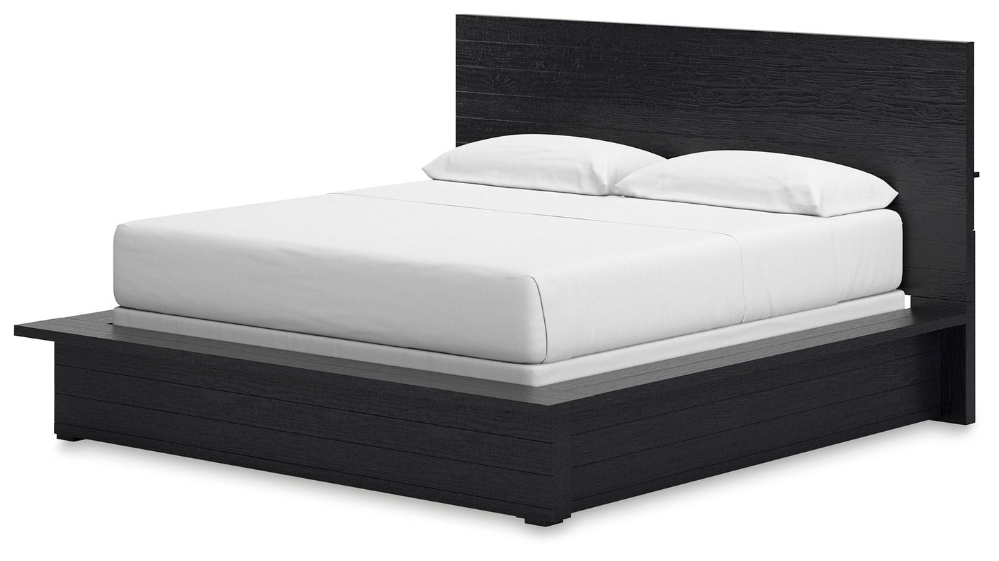 Londer - Black - California King Panel Bed - Hornell Furniture Outlet