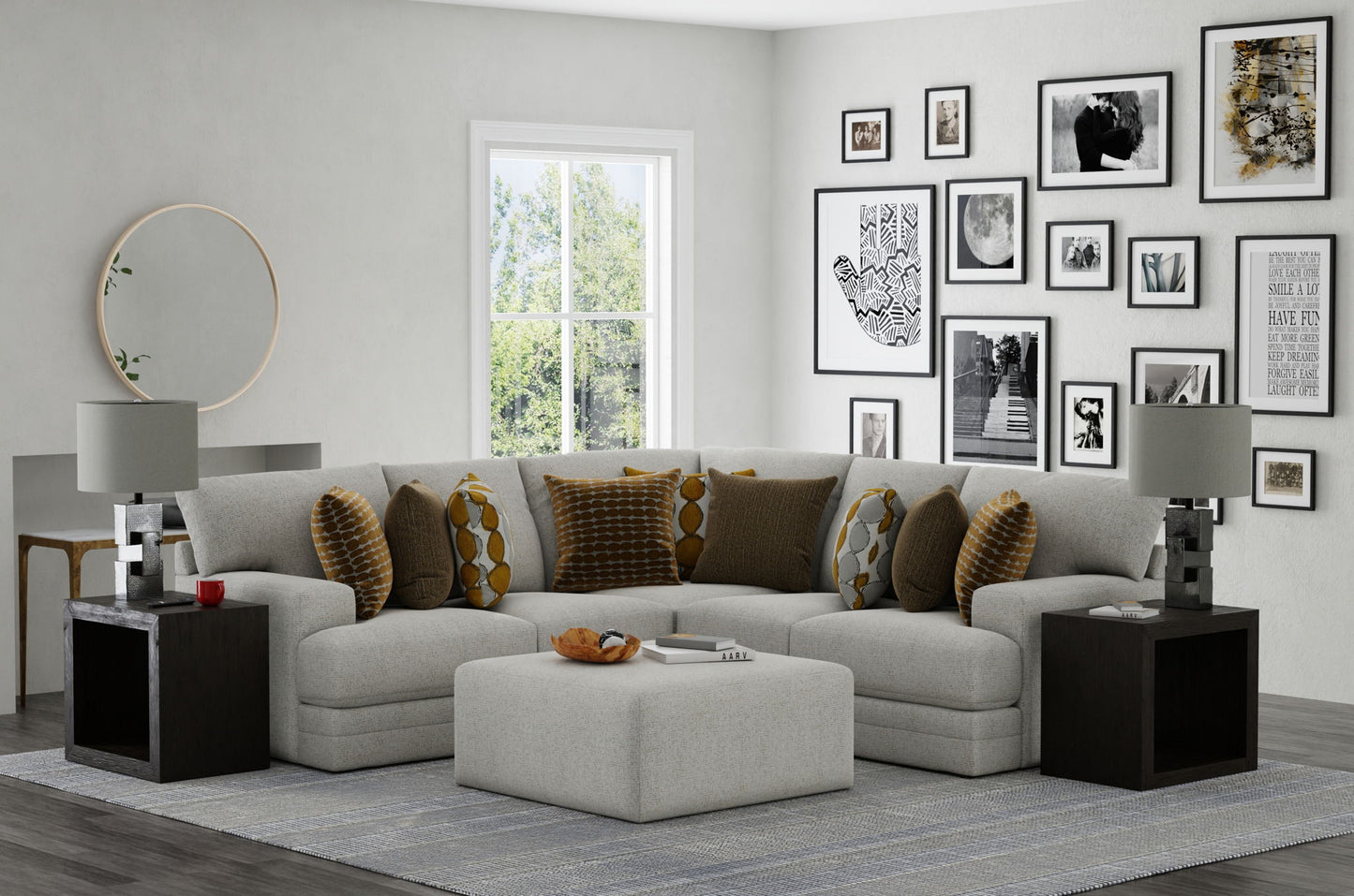 Tori - Sectional With Comfort Coil Seating, Cocktail Ottoman And Accent Pillows Included - Hornell Furniture Outlet