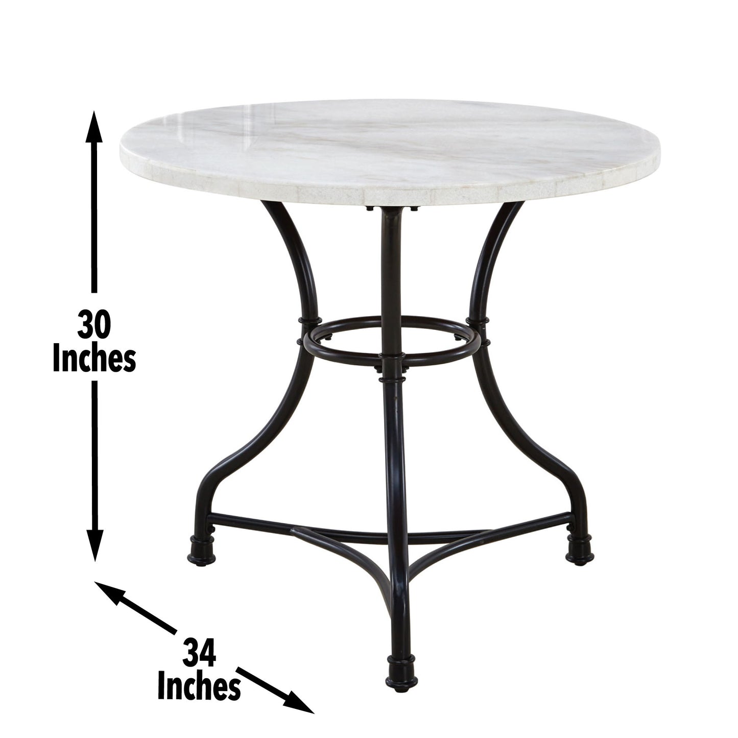 Claire - White Marble Top Round - White - Hornell Furniture Outlet