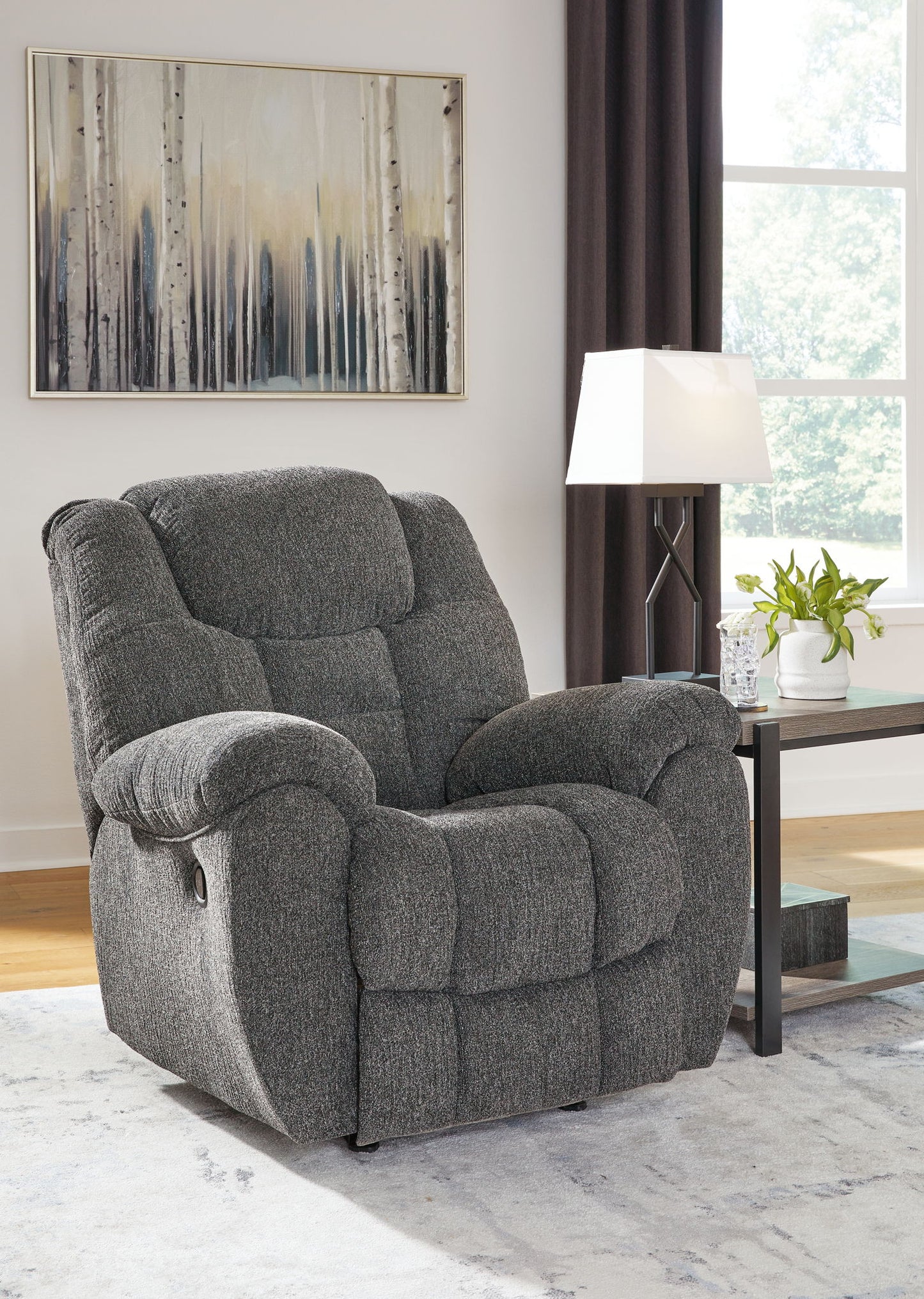 Foreside - Charcoal - Rocker Recliner - Hornell Furniture Outlet