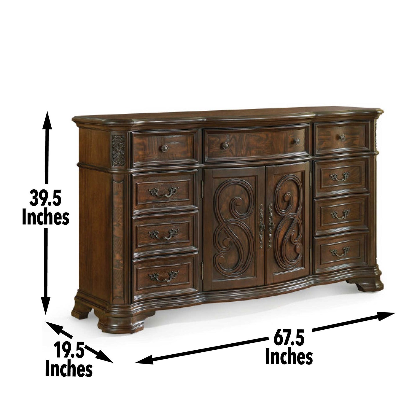 Royale - 5 Piece Queen Bedroom Set (2 Nightstands) - Dark Brown - Hornell Furniture Outlet