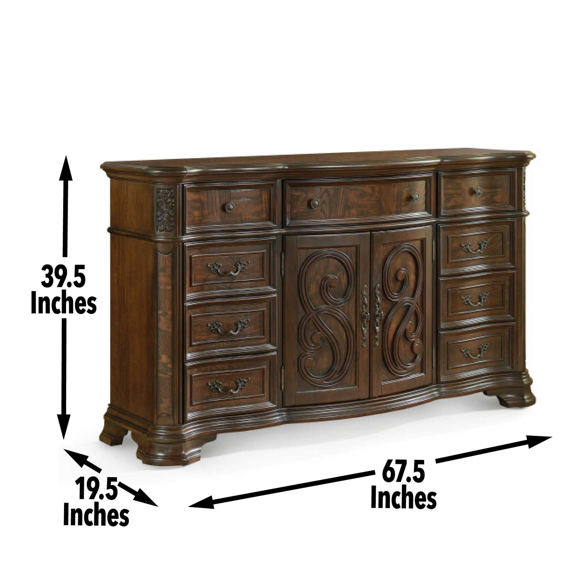 Royale - 5 Piece Queen Bedroom Set (2 Nightstands) - Dark Brown - Hornell Furniture Outlet