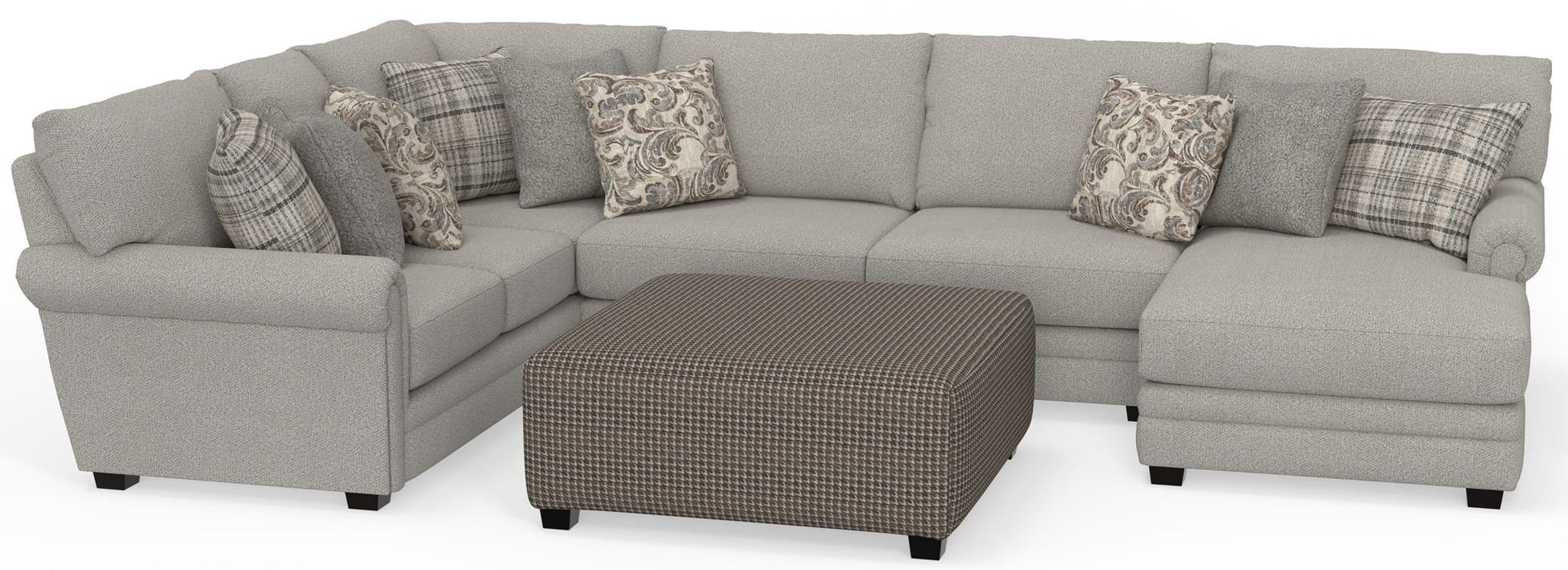 Livingston - Sectional With Comfort Coil Seating, 40" Cocktail Ottoman And Accent Pillows Included - Hornell Furniture Outlet