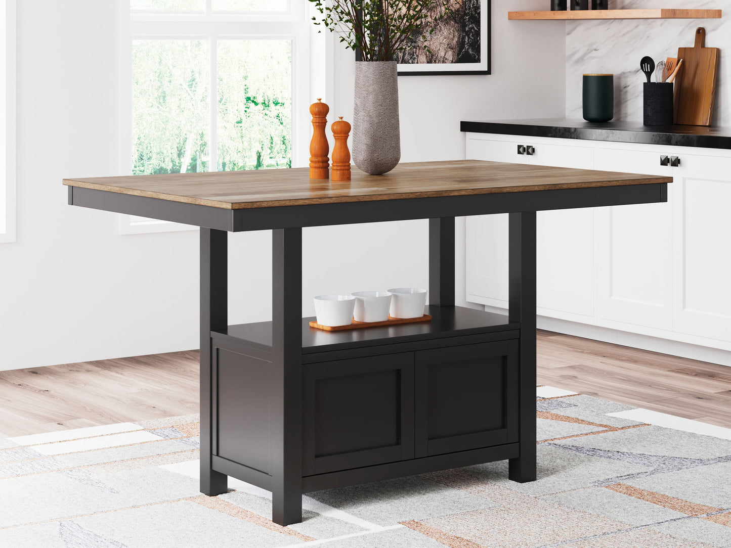 Wildenauer - Brown / Black - Rectangular Dining Room Counter Table - Hornell Furniture Outlet