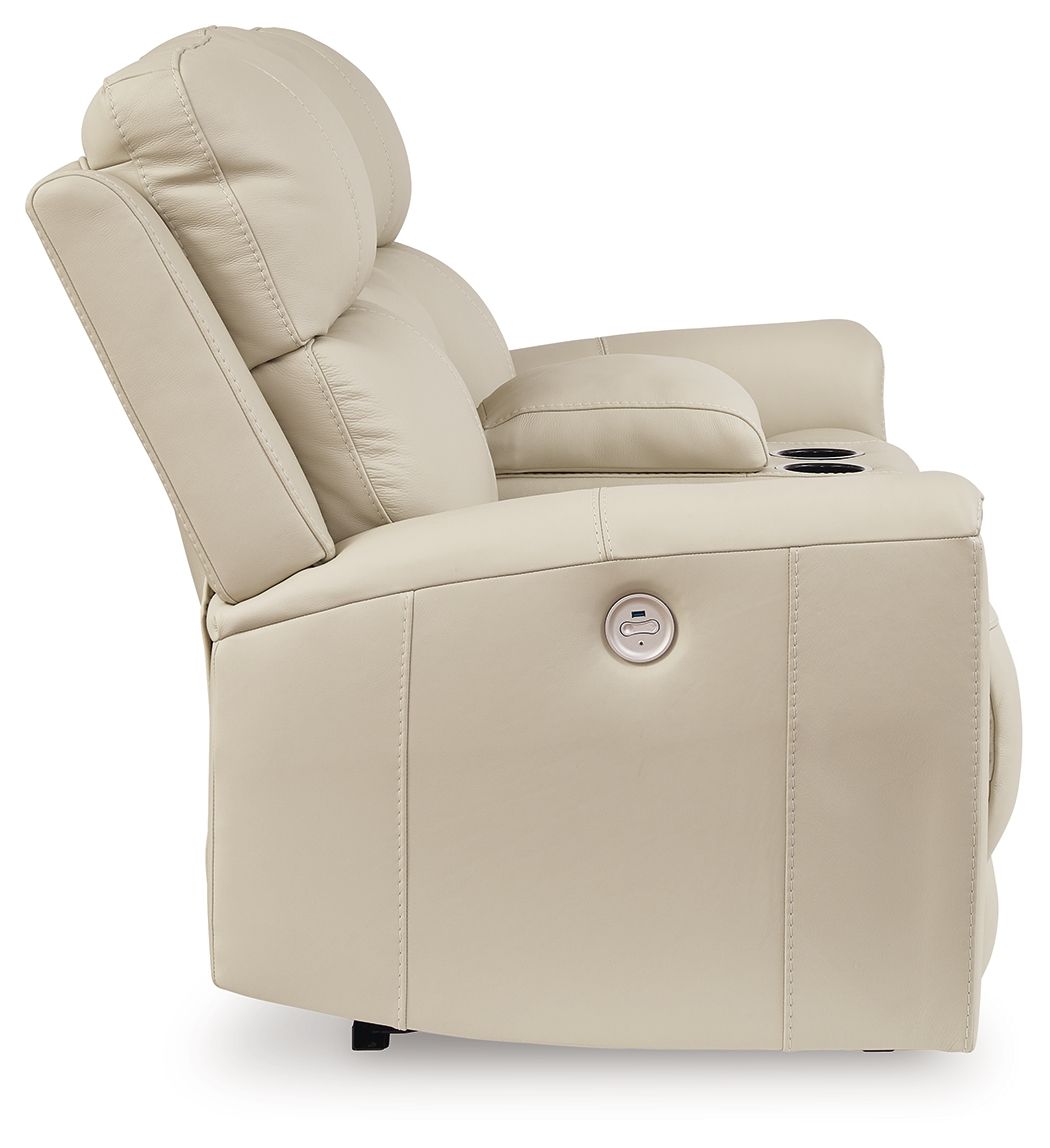 Dahlmoore - Almond - Dbl Power Reclining Loveseat With Console - Hornell Furniture Outlet