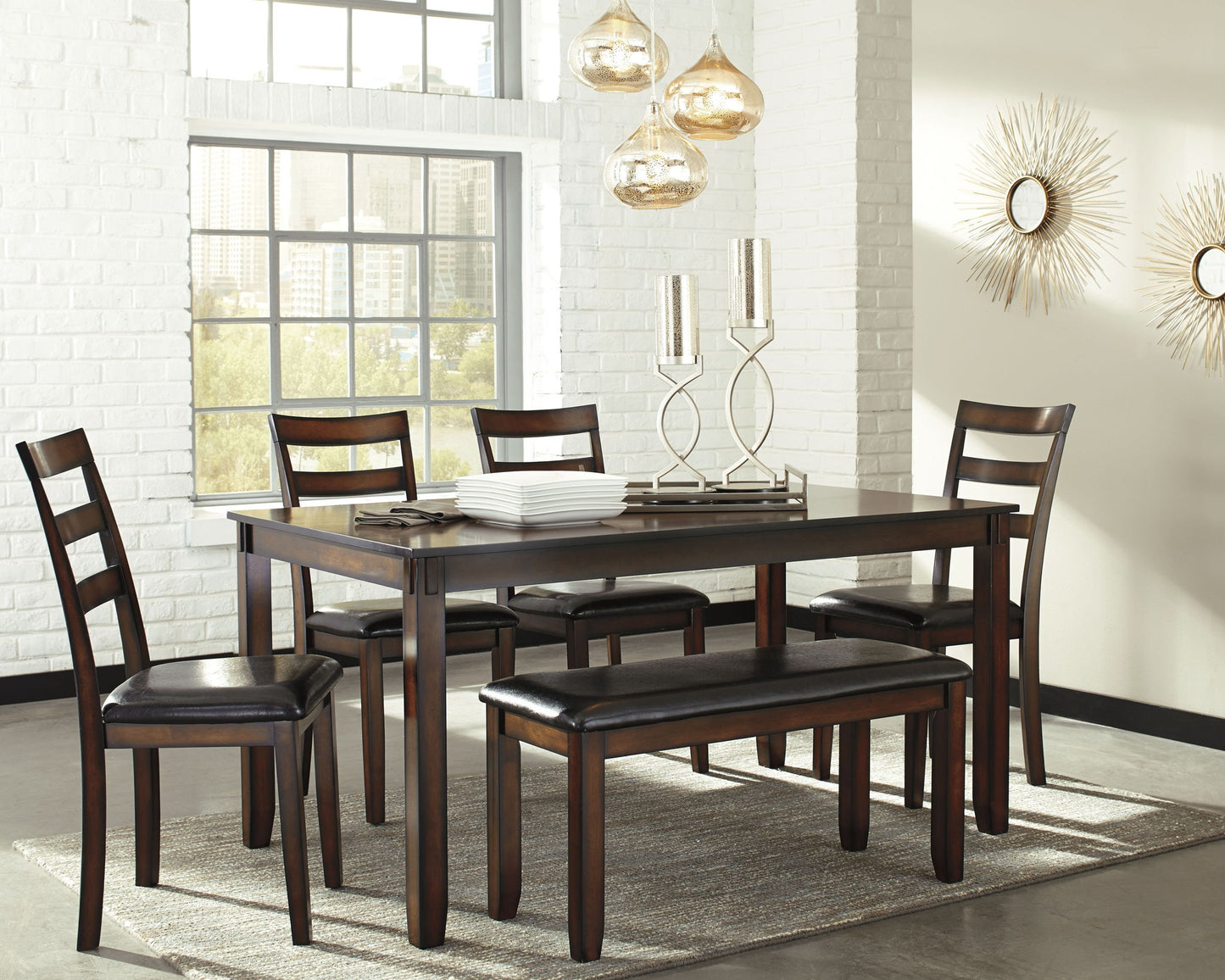 Coviar - Brown - Dining Room Table Set (Set of 6) - Hornell Furniture Outlet