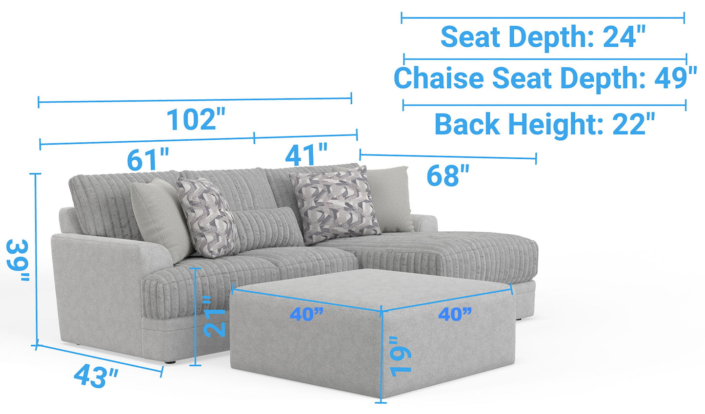 Titan - Sectional With Comfort Coil Seating, Cocktail Ottoman And Accent Pillows Included - Hornell Furniture Outlet