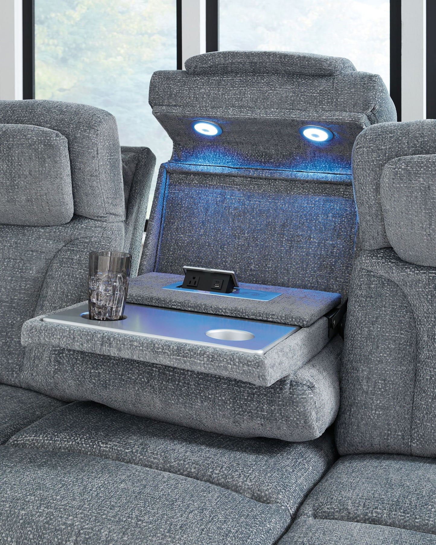 Studio Cave - Steel - Power Reclining Sofa - Hornell Furniture Outlet