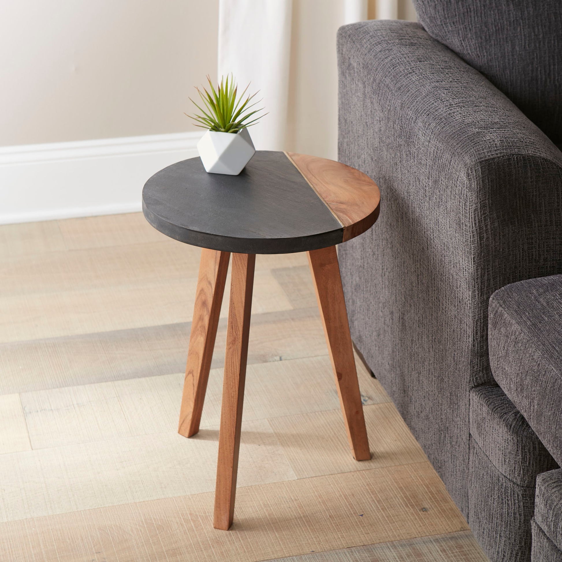 Caspian - Round Accent End Table - Brown - Hornell Furniture Outlet