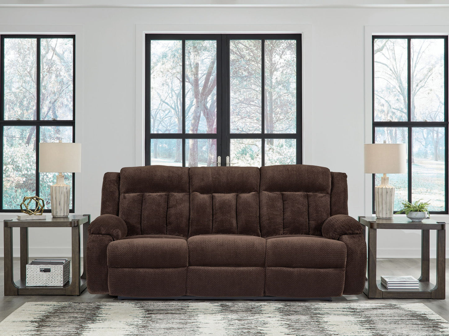 Free Wake - Chocolate - Reclining Power Sofa With Drop Down Table - Hornell Furniture Outlet