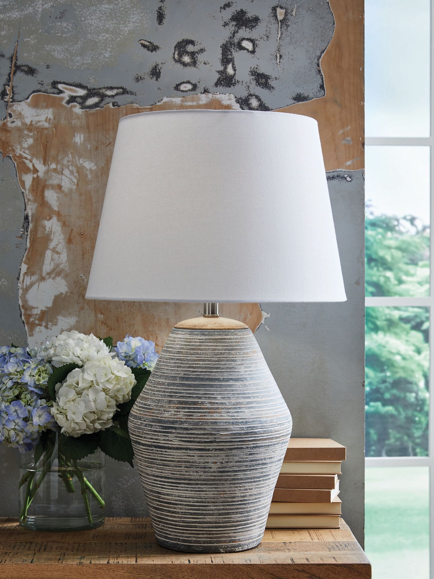 Lawrock - Antique Blue - Terracotta Table Lamp - Hornell Furniture Outlet