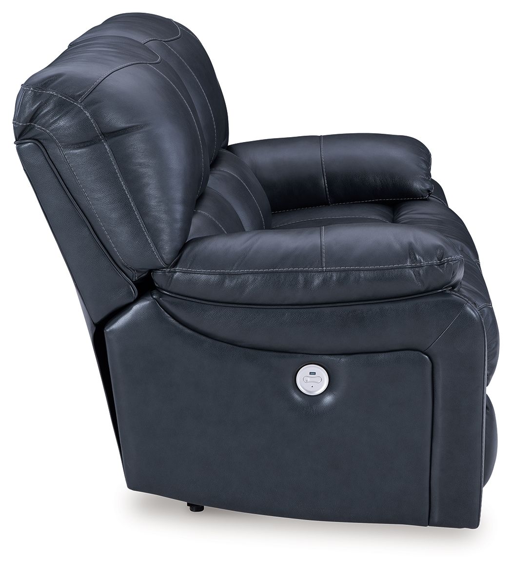 Leesworth - Ocean - 3 Pc. - Power Reclining Sofa, Power Reclining Loveseat, Power Rocker Recliner - Hornell Furniture Outlet