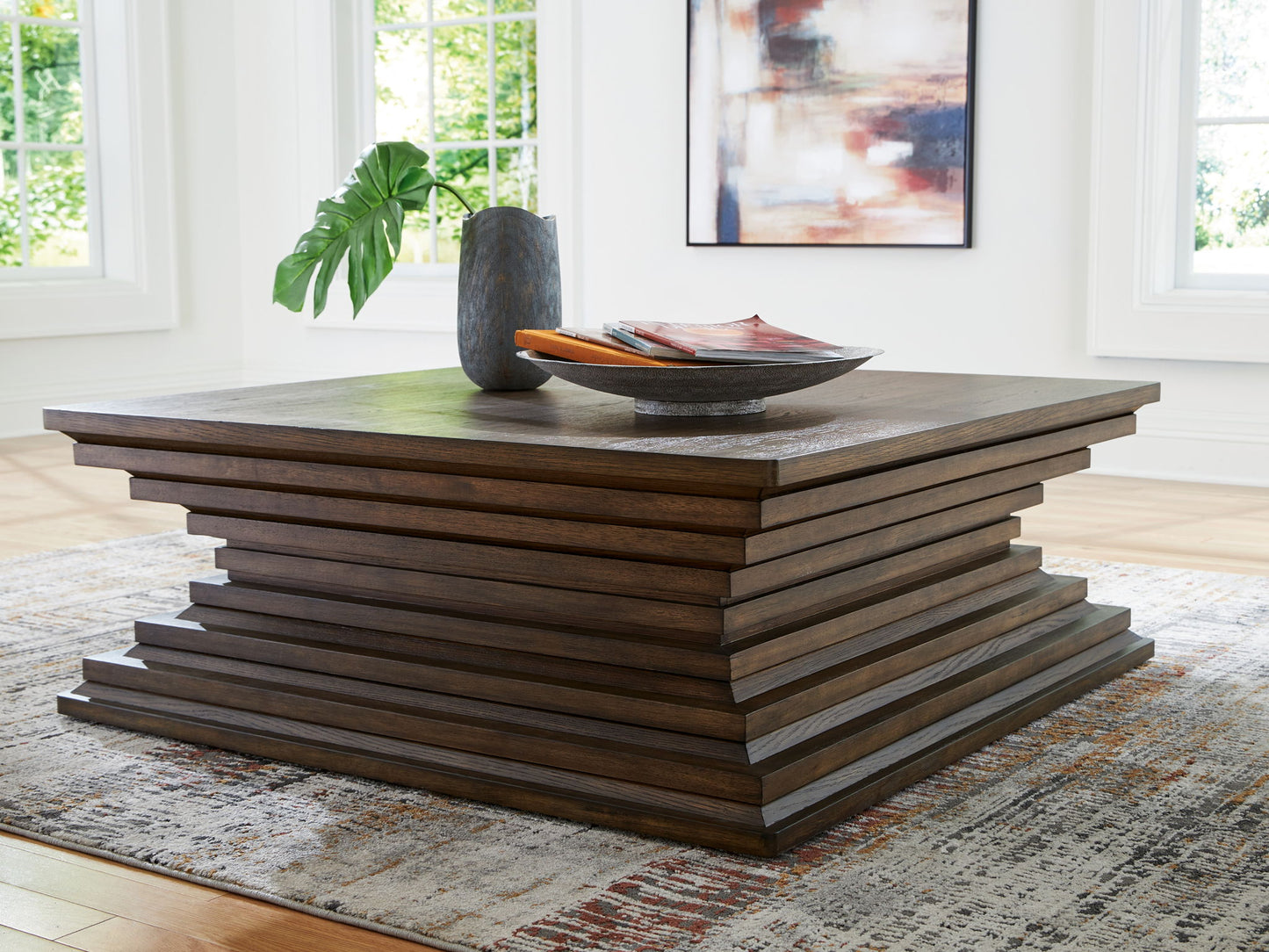 Hannodream - Warm Brown - Square Cocktail Table - Hornell Furniture Outlet