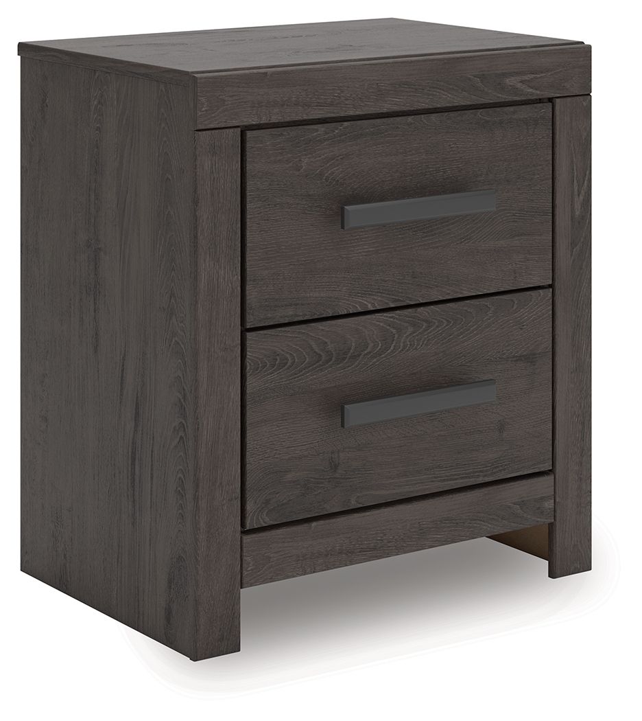 Prendonea - Charcoal - Two Drawer Night Stand - Hornell Furniture Outlet