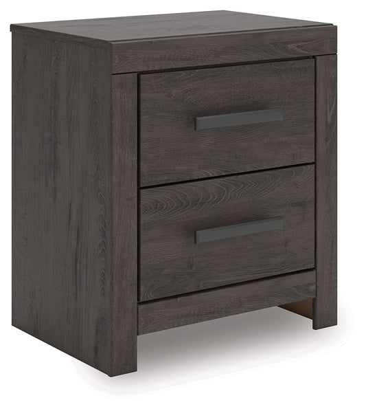 Prendonea - Charcoal - Two Drawer Night Stand - Hornell Furniture Outlet